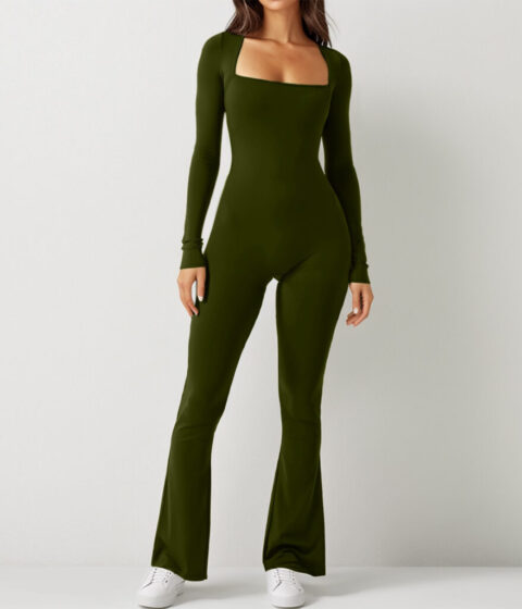 Women's Fashion Casual Long Sleeve Belly-contracting Jumpsuit