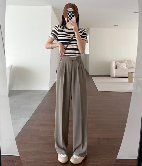 Women's Wide-leg Design Pants Spring And Autumn High Waist Draping