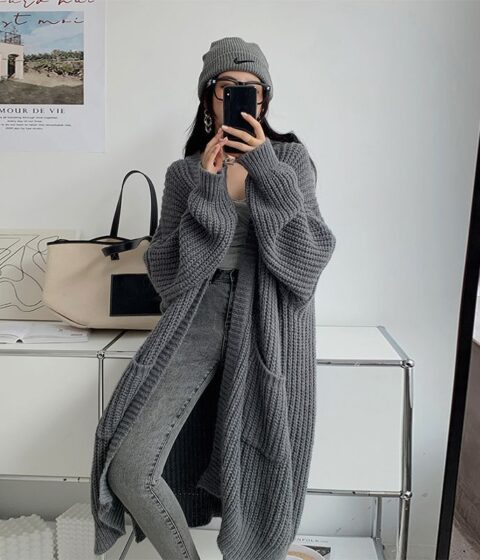 Women's Fashionable All-matching Overknee Sweater Coat