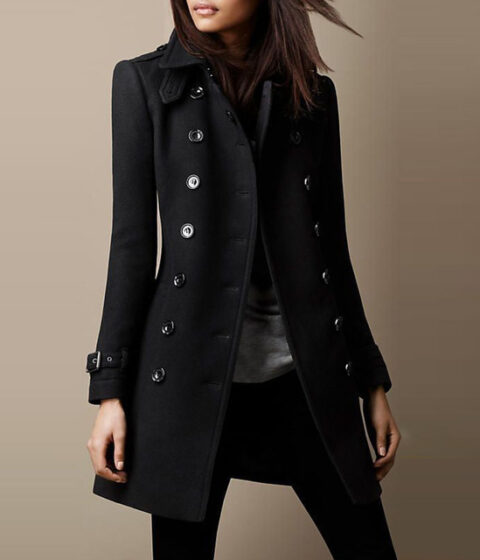 Ladies Spring Long Jacket Wool Trench Coat