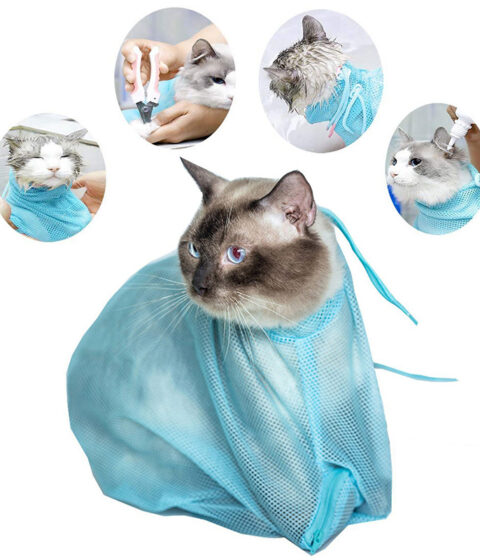 Cat Grooming Adjustable Polyester Shower Mesh