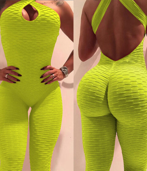 Yoga Cross Design Backless Jumpsuit