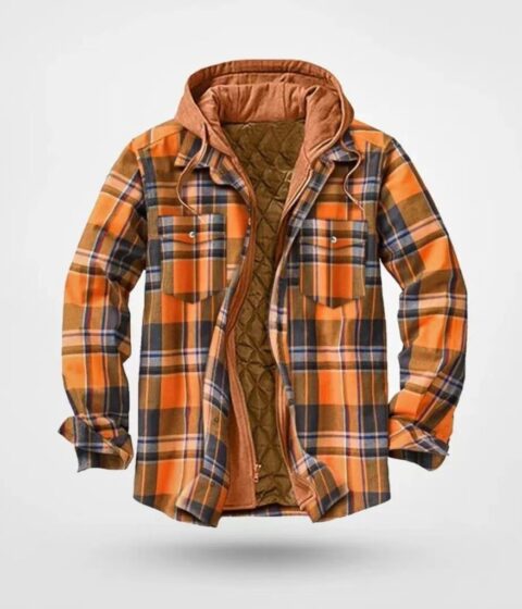 Cotton Men's Plaid Striped Hooded Jacket