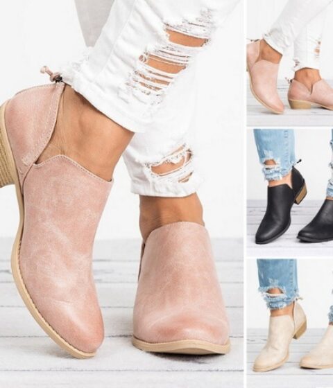 Retro High Heel Ankle Boots