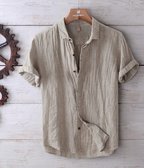 Retro Distressed Linen Shirt