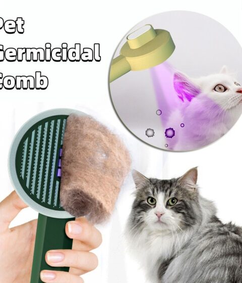 Pet Germicidal Sterilizing Comb Usb Rechargeable Cat Dog Automatic Hair Removal Brush Floating Beauty Comb Grooming Tool