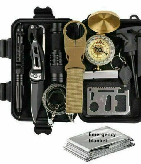 14-In-1 Outdoor Emergency Survival Kit Camping Hiking Tactical Gear Case Set Box