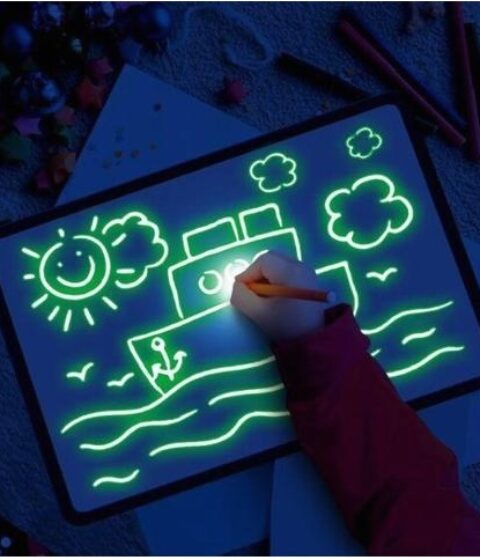 Educational Toy Drawing Pad 3D Magic 8 Light Effects Puzzle Board Sketchpad