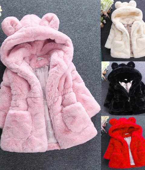 A girl's fur coat for autumn and winter