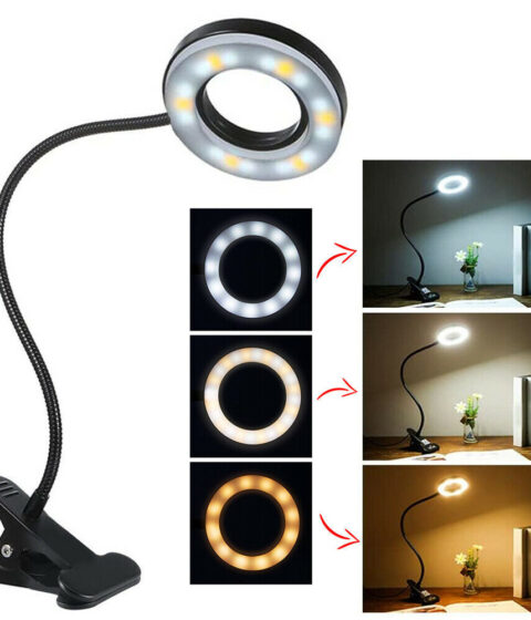 Clip On Desk Lamp LED Flexible Arm USB Dimmable Study Reading Table Night Light