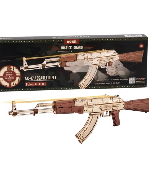 Rokr Automatic Rifle AK-47 Gift For Boys Wooden Puzzle Gun Double Firing Model