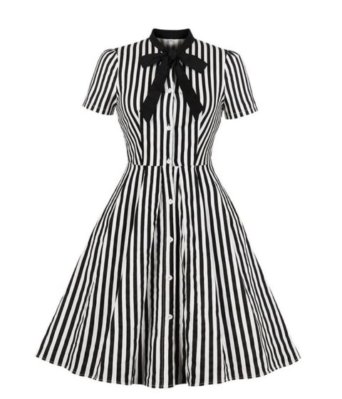 Striped Button Vintage Dress