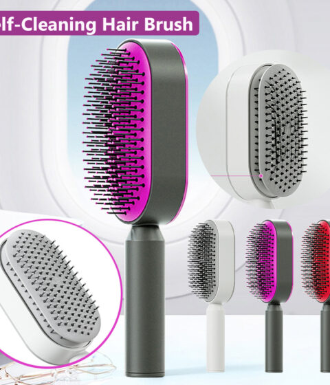 Self Cleaning Hair Brush For Women One-key Cleaning Hair Loss Airbag Massage Scalp Comb Anti-Static Hairbrush